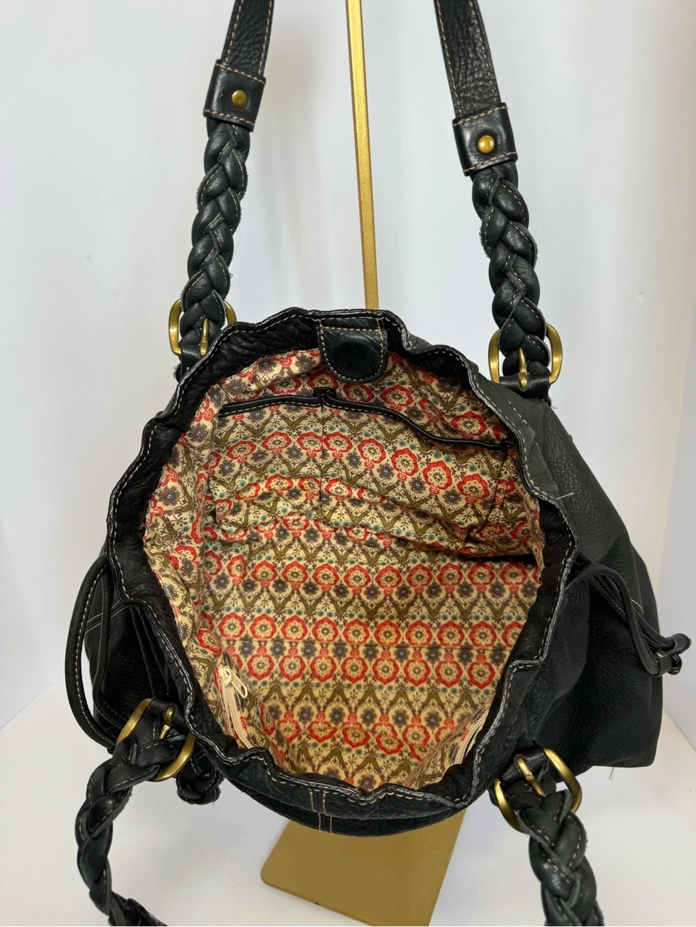 Vintage Fossil Y2k Braided Leather Shoulder Bag